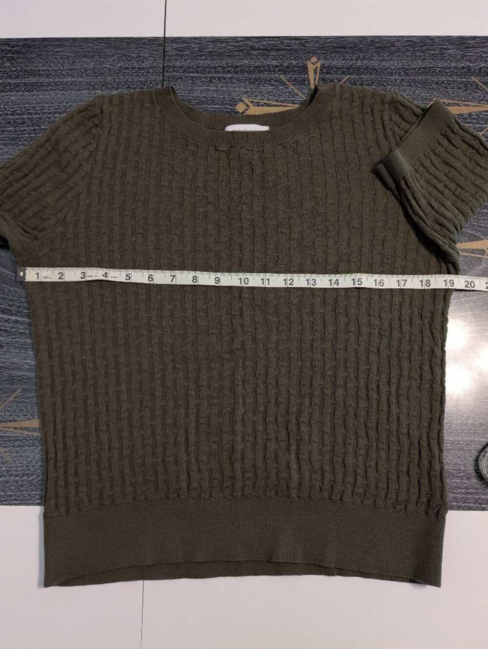 Liz Claiborne SS Crew Neck Green Sweater Sz Medium Cotton/Acrylic Blend - Picture 8 of 10